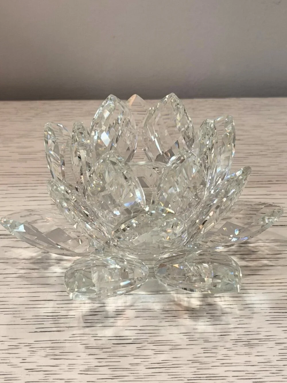 Large JM by Julien Macdonald Crystal Lotus Flower Votive TeaLight Candle Holder